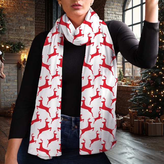 Minimalist Red Deer Pattern Christmas Scarf (Creator Uploaded)