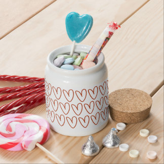 Minimalist Red Doodle Hearts Cute Cookie Candy Jar