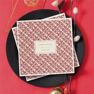 Minimalist Red Double Happiness Chinese Wedding Paper Napkins