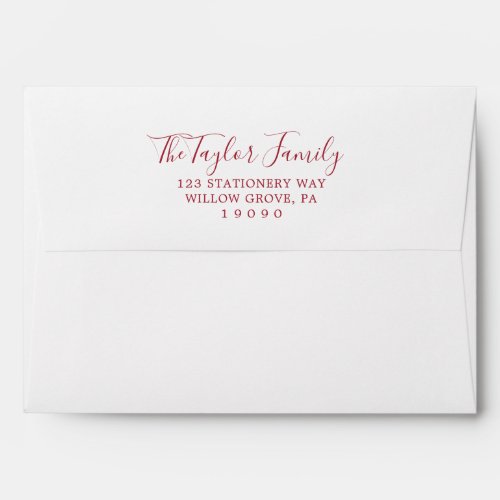 Minimalist Red Family Christmas Card Envelope