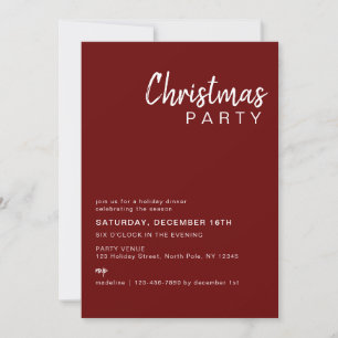 Minimalist Red Family Corporate Christmas Party 2 Invitation