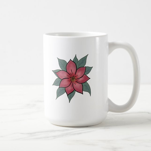 Minimalist Red Flower Coffee Mug (Right)