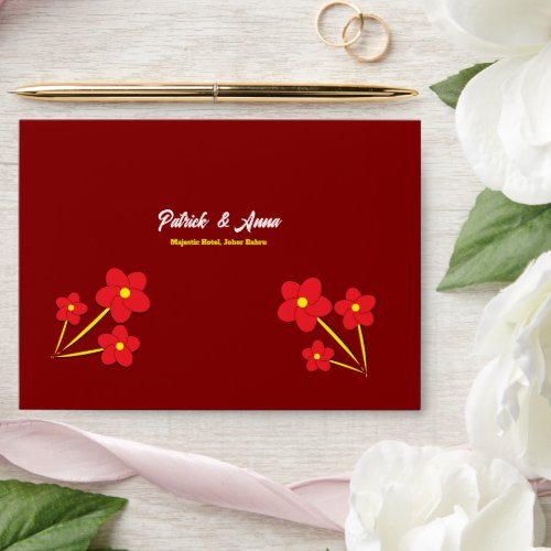 Minimalist Red Flowers Trio Design Envelope