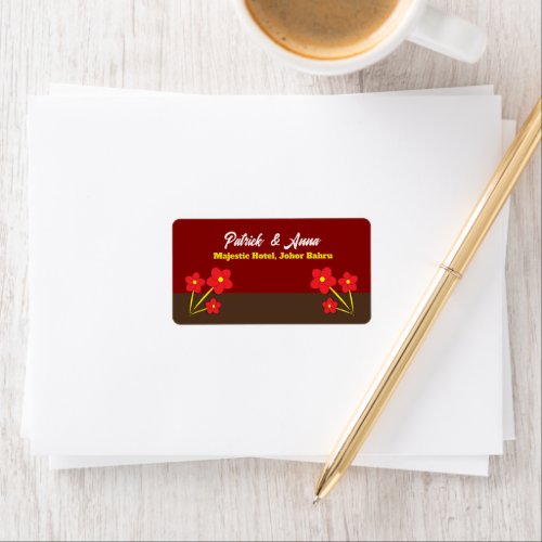 Minimalist Red Flowers Trio Design Label