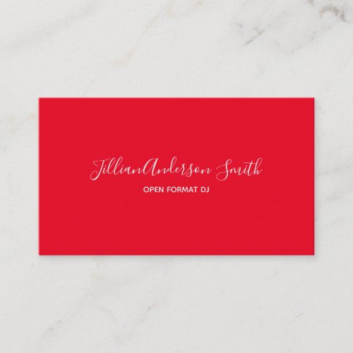 Minimalist Red Handwritten DJ Business Card
