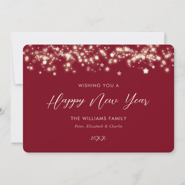 Minimalist Red Happy New Year Card (Front)