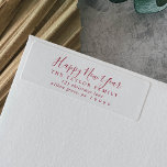 Minimalist Red Happy New Year Return Address Label<br><div class="desc">These minimalist red happy new year return address labels are perfect for a simple holiday card or invitation. The design features classic red and white typography paired with a rustic yet elegant script font with hand lettered style.</div>