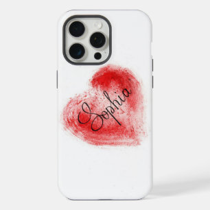 Minimalist Red Heart Graphic iPhone 15 Pro Max Cas Case