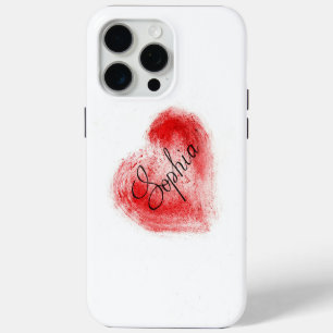 Minimalist Red Heart Graphic iPhone 15 Pro Max Cas Case