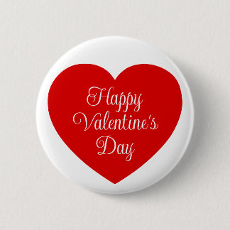 Minimalist Red Heart Happy Valentines Day Button