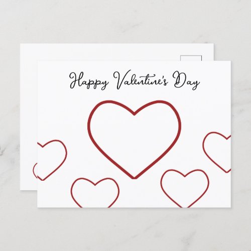 Minimalist Red Heart Happy Valentines Day Postcard