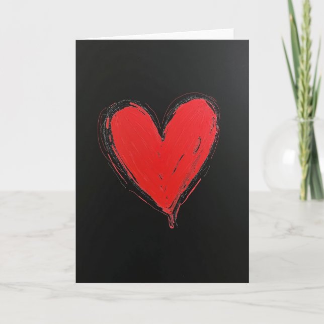 Minimalist Red Heart Love Card (Front)