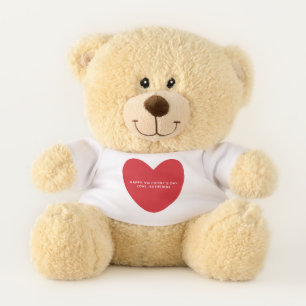 Minimalist red heart personalized Valentine's Day Teddy Bear