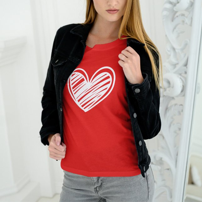 Minimalist Red Heart Valentine Gift Womens T-Shirt (Creator Uploaded)