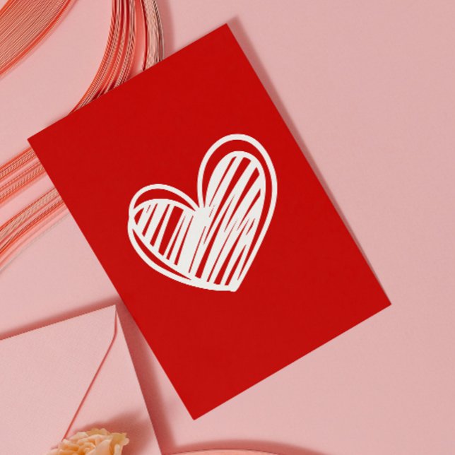 Minimalist Red Heart Valentines Day Elegant Modern Card (Creator Uploaded)