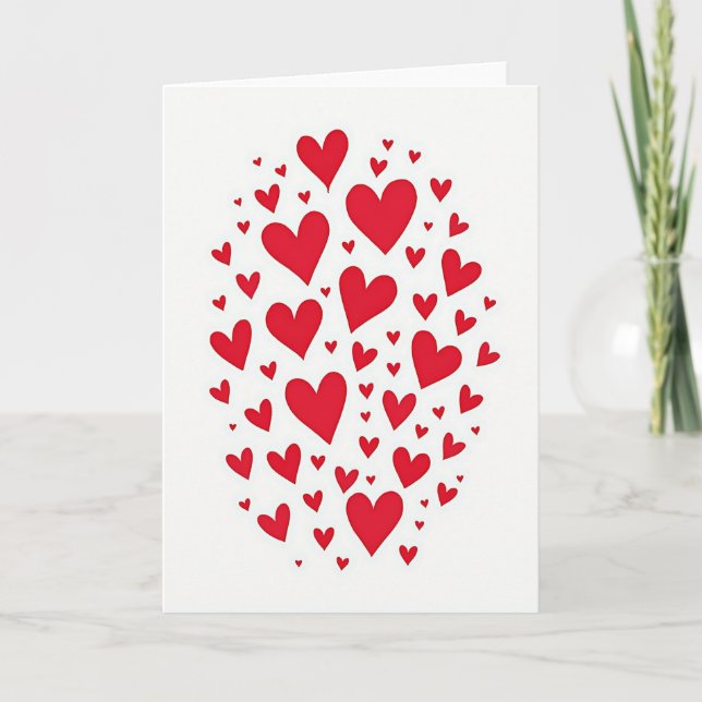 Minimalist Red Hearts Card (Front)