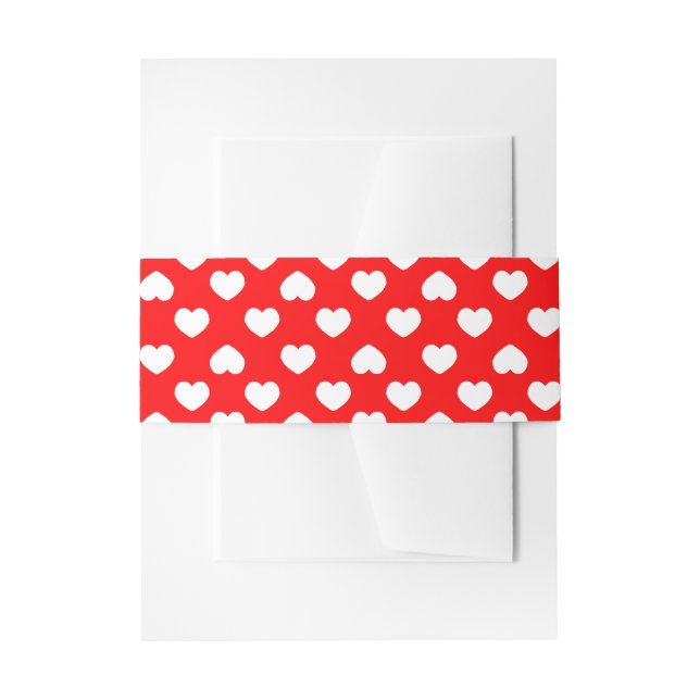 Minimalist Red Hearts Invitation Belly Band (Front Example)