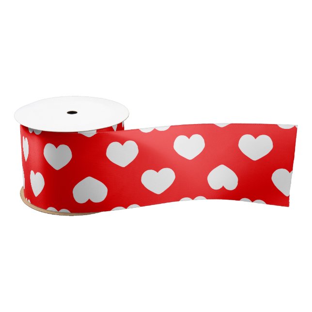 Minimalist Red Hearts Satin Ribbon (Spool)
