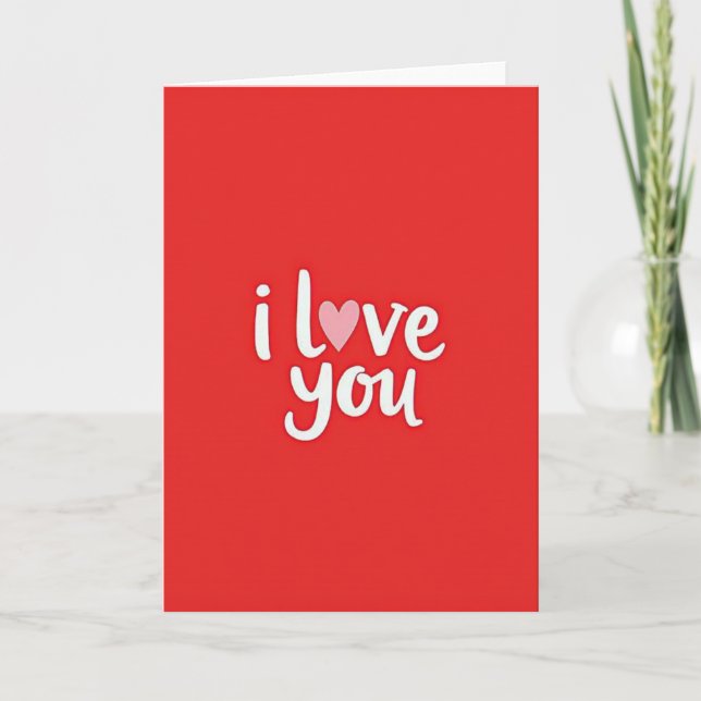 Minimalist Red I Love You Card (Front)