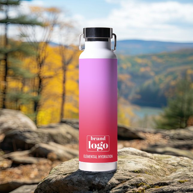 Minimalist Red Lilac Gradient Elemental Logo Water Bottle (Creator Uploaded)