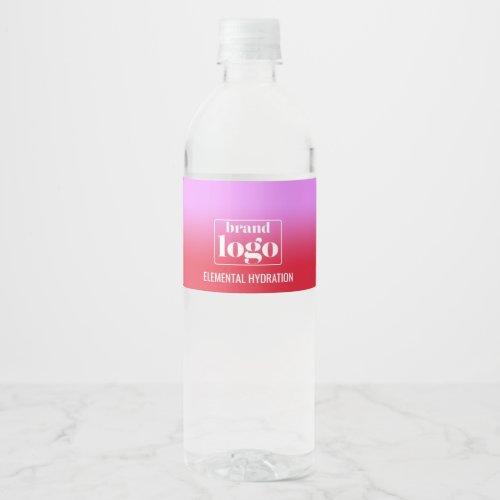 Minimalist Red Lilac Gradient Elemental Logo Water Bottle Label