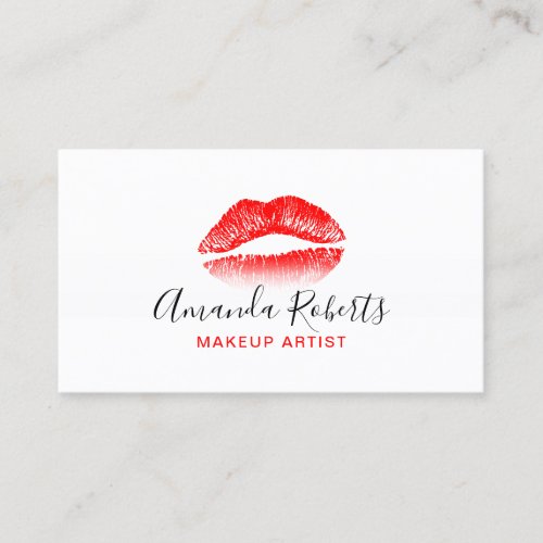 Minimalist Red Lips Makeup Artist Business Card