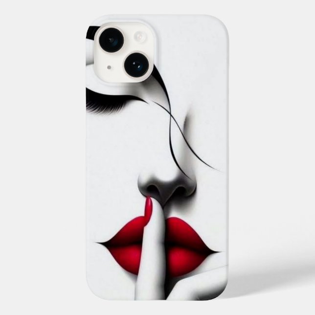 Minimalist Red Lips Shh Aesthetic iphonecase Case-Mate iPhone Case (Back)