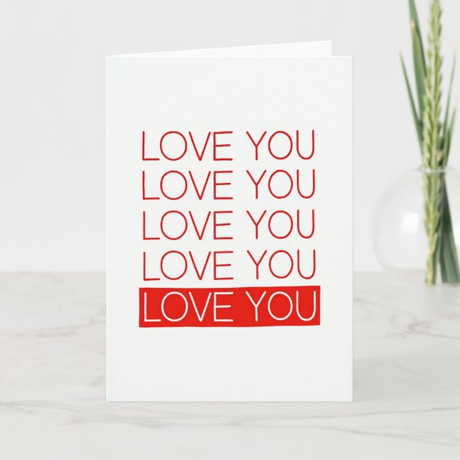 Minimalist Red Love You Card (Front)