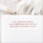 Minimalist Red Modern Christmas Return Address Label<br><div class="desc">Modern Christmas return address featuring a simple and minimalist design.</div>