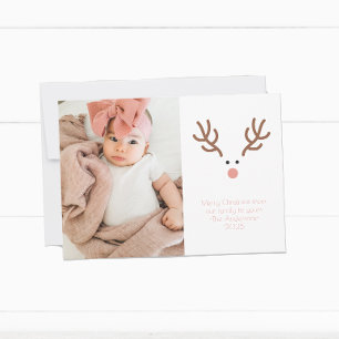 Minimalist Red Nose Reindeer Holiday Card