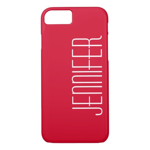 Minimalist Red Personalized Name Jumbo Typography iPhone 87 Case