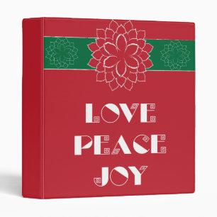 Minimalist Red Poinsettia with Love, Peace, Joy Binder