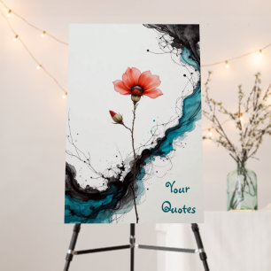 Minimalist Red Poppy Ink Art Print Foam Board