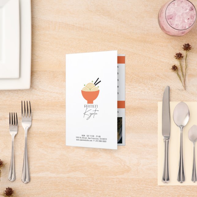 Minimalist Red Ramen Restaurant Cafe Menu (Folded Insitu(Restaurant))