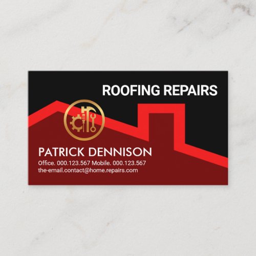 Minimalist Red Roof Home Repairs Business Card