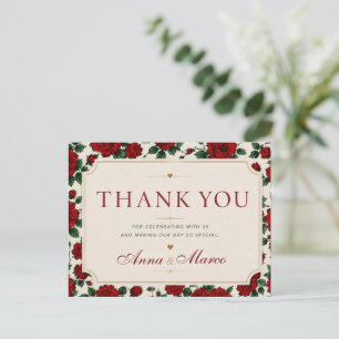 Minimalist Red Rose Elegant Floral Classic Rose Holiday Postcard