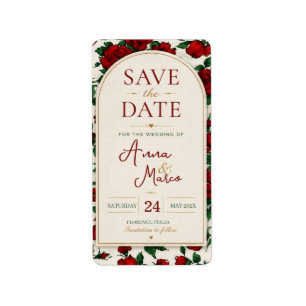 Minimalist Red Rose Elegant Floral Classic Rose Label