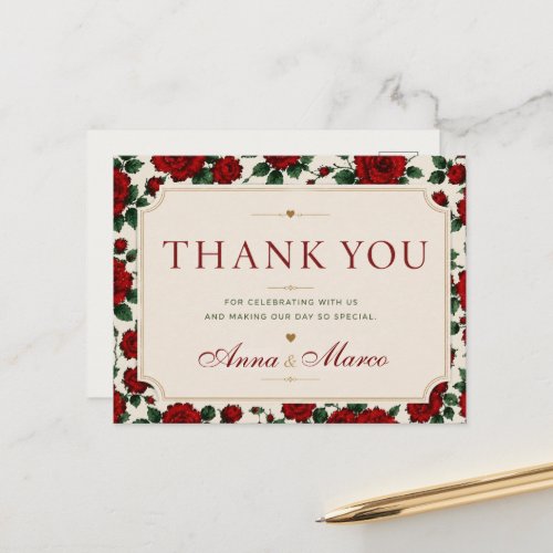 Minimalist Red Rose Elegant Floral Classic Rose Postcard