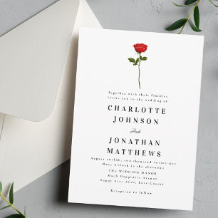 Minimalist Red Rose Elegant Modern Invitation