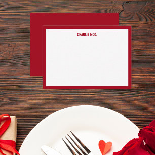 Minimalist Red Rose, Single Border, Personalize Note Card