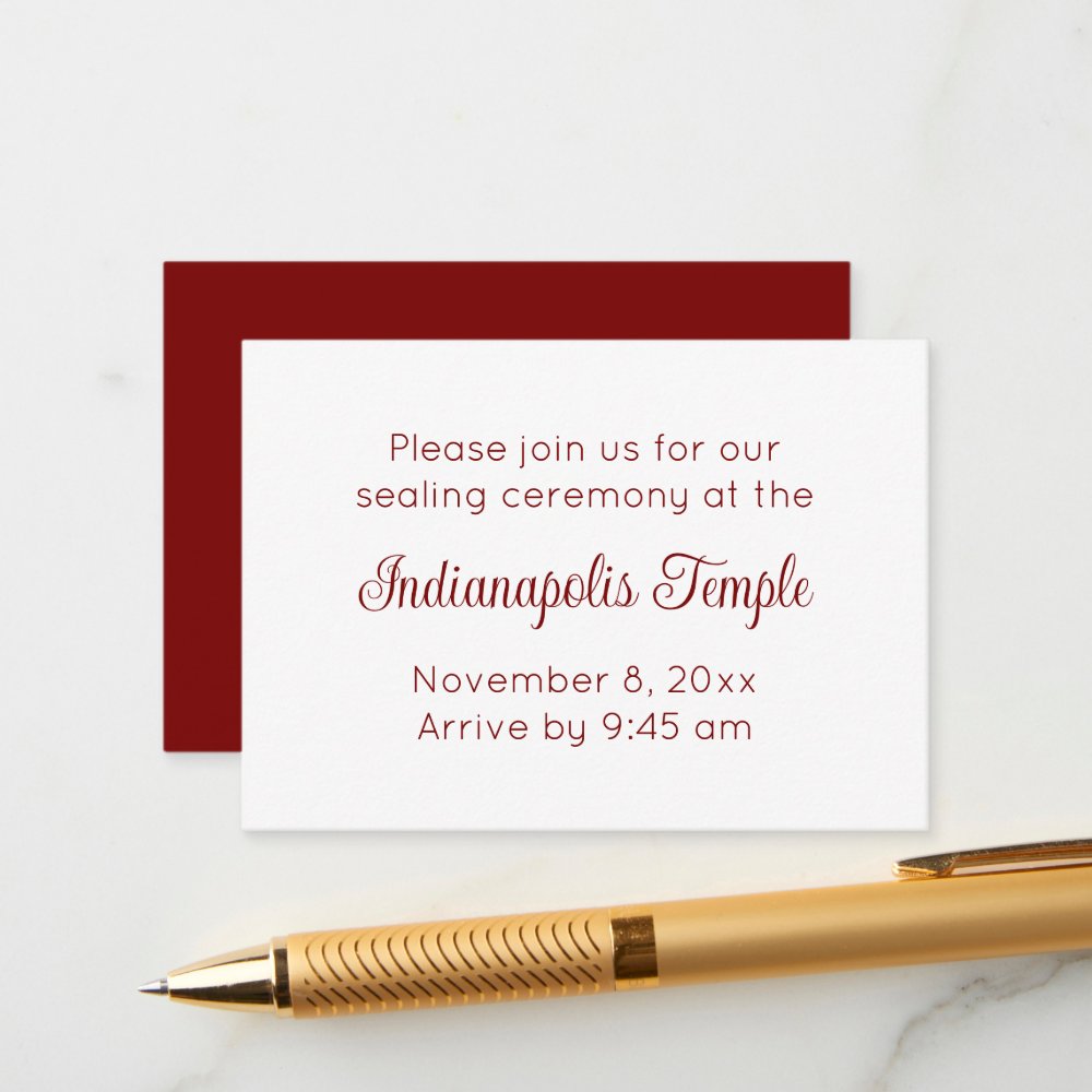 Minimalist Red Script Temple Sealing Invitation