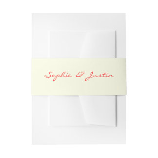Minimalist Red Script Wedding Invitation Belly Band