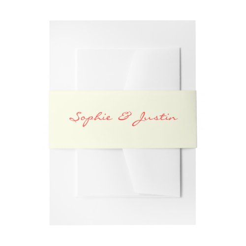 Minimalist Red Script Wedding Invitation Belly Band
