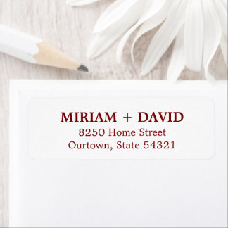 Minimalist Red Serif Name + Return Address Label