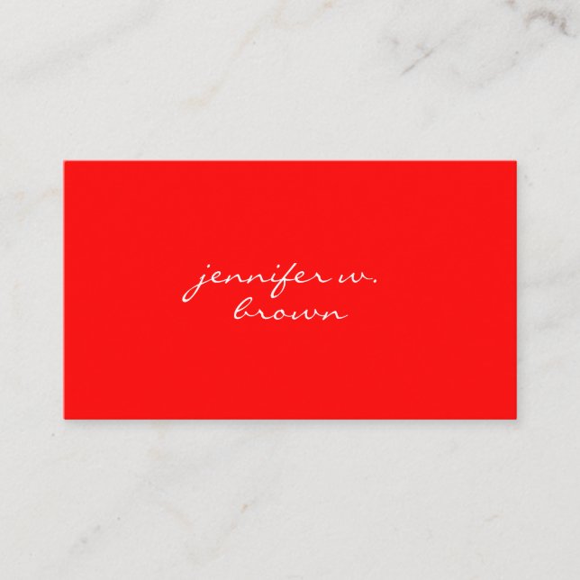 Minimalist red simple blank business card (Front)