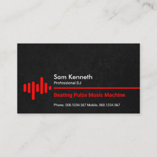 Minimalist Red Sound Wave Black Grunge Deejay Business Card