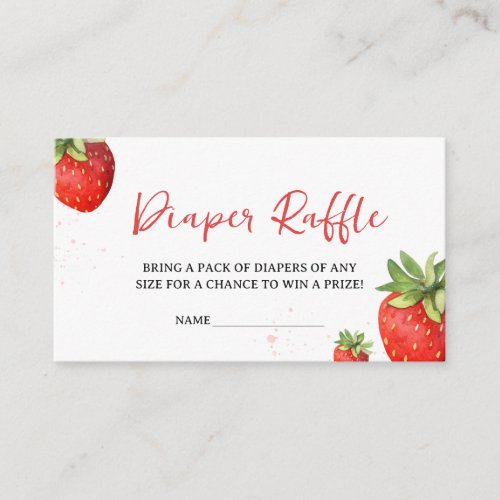 Minimalist Red Strawberry Diaper Raffle Enclosure Card