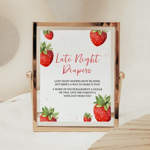 Minimalist Red Strawberry Late Night Diapers Poster