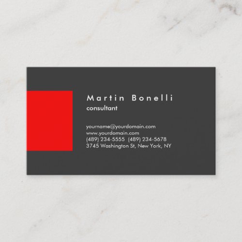 Minimalist Red Stripe Grey Business Card