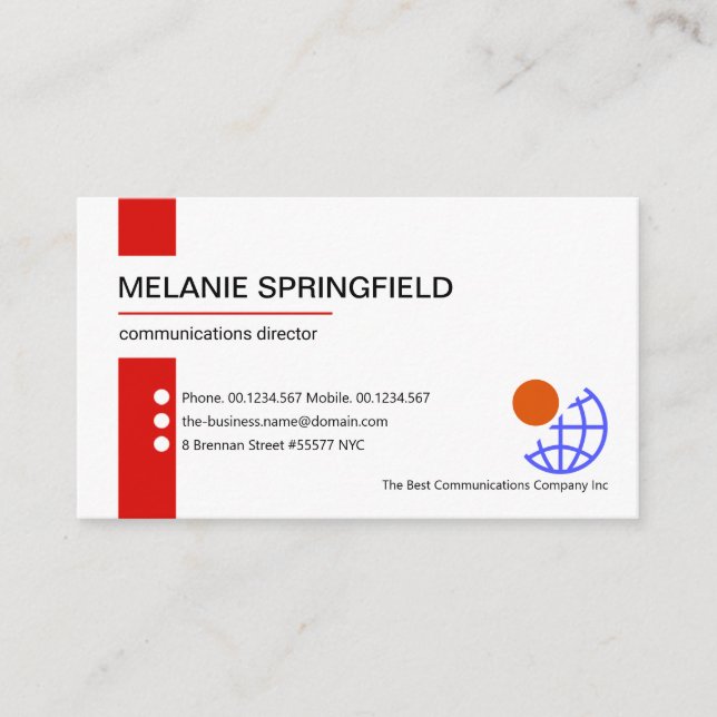 Minimalist Red Stripe Line Founder Owner Business Card (Front)
